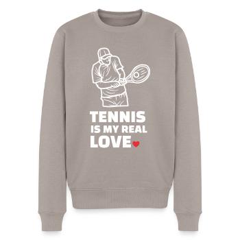 J’adore le tennis - Pull Premium bio Homme - taupe - Devant - Nico (187cm)
