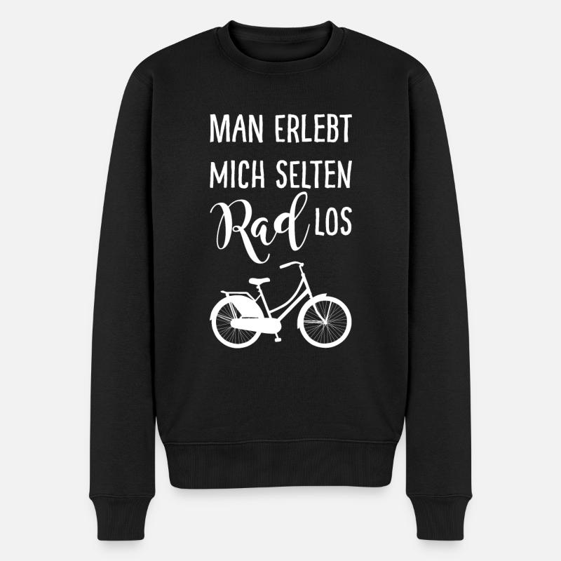 Man erlebt mich selten Rad los mit Fahrrad - Männer Premium Bio Pullover - Schwarz