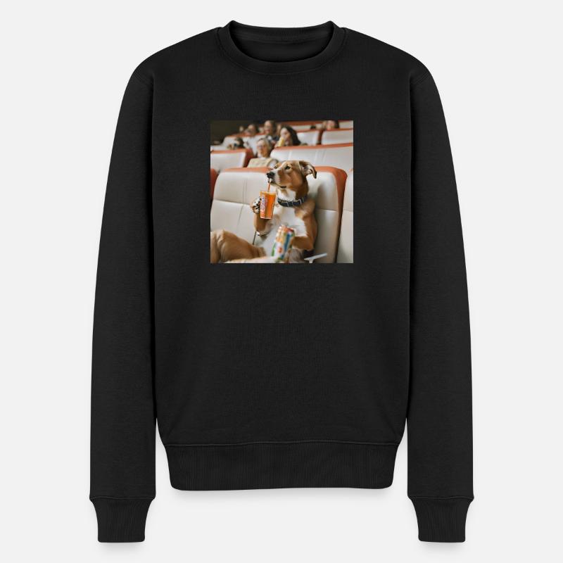 Hund im Kino - Männer Premium Bio Pullover - Schwarz