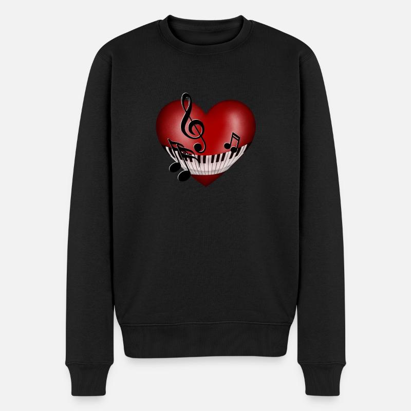 Herz Musik - Männer Premium Bio Pullover - Schwarz
