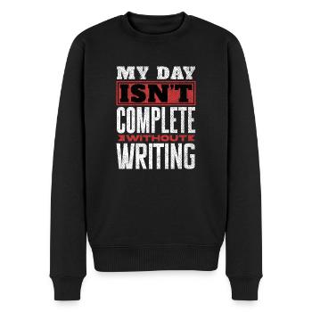 Ma journée n’est pas complète sans l’écriture - Pull Premium bio Homme - noir - Devant - Nico (187cm)
