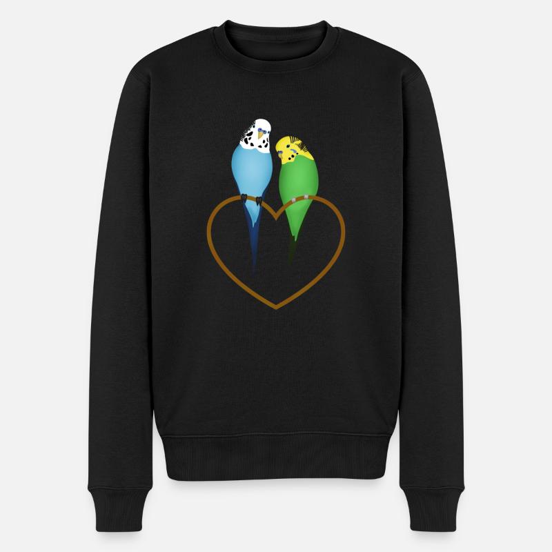 Budgerigar Paire Coeur - Pull Premium bio Homme - noir