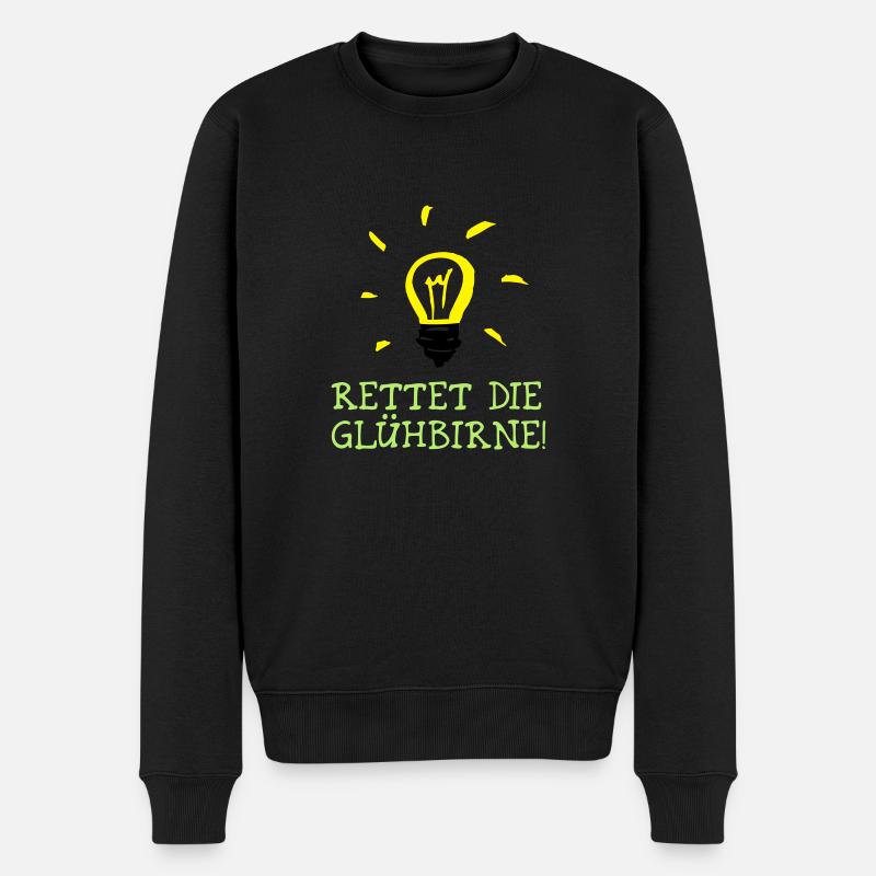 Rettet die Glühbirne! - Save the Bulb! - Männer Premium Bio Pullover - Schwarz