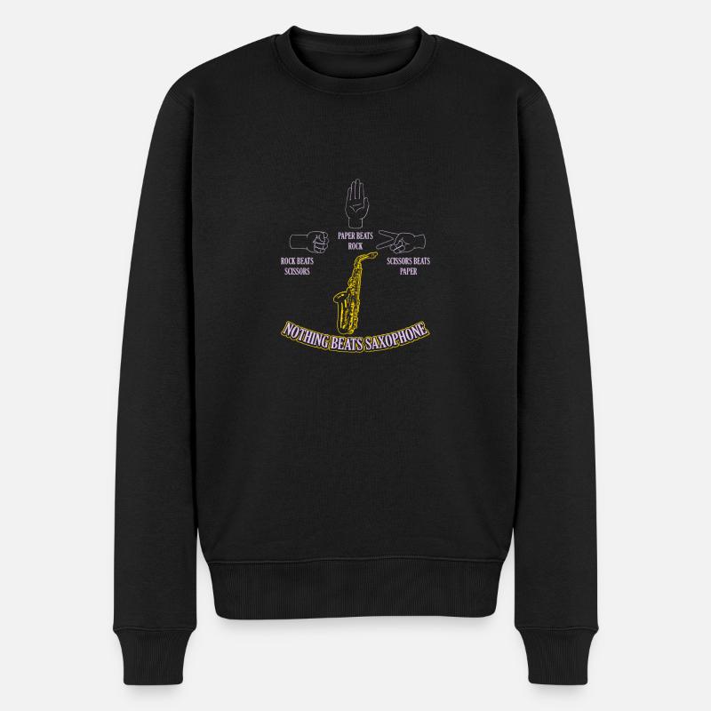 Schere Stein Papier Saxofon Geschenk Saxophon - Männer Premium Bio Pullover - Schwarz