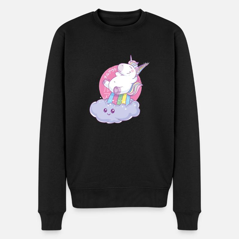 Chillin Out Einhorn - Männer Premium Bio Pullover - Schwarz