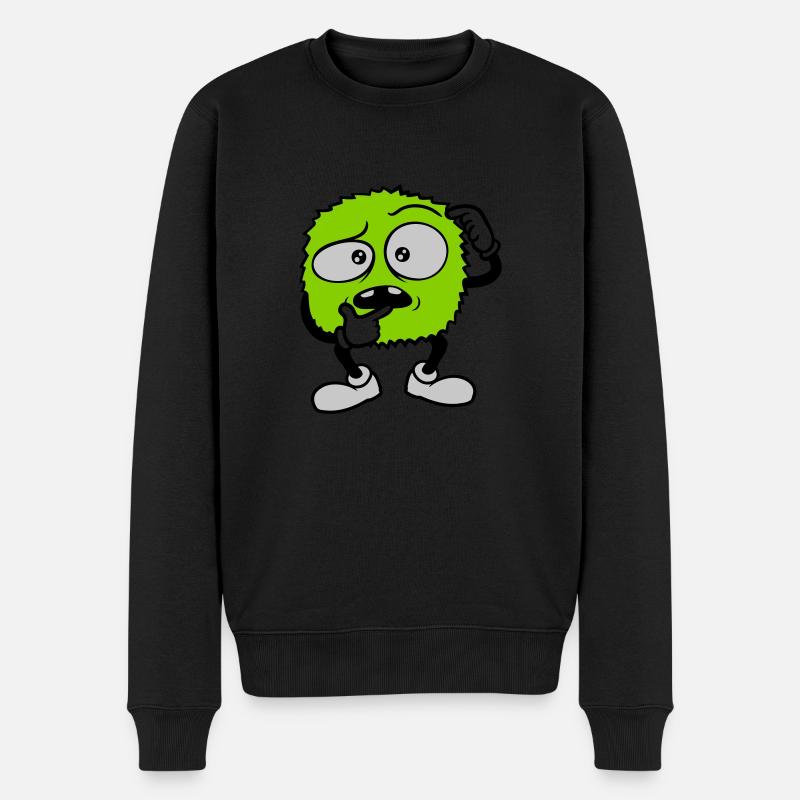 Comic skeptisches Gesicht Monster - Männer Premium Bio Pullover - Schwarz