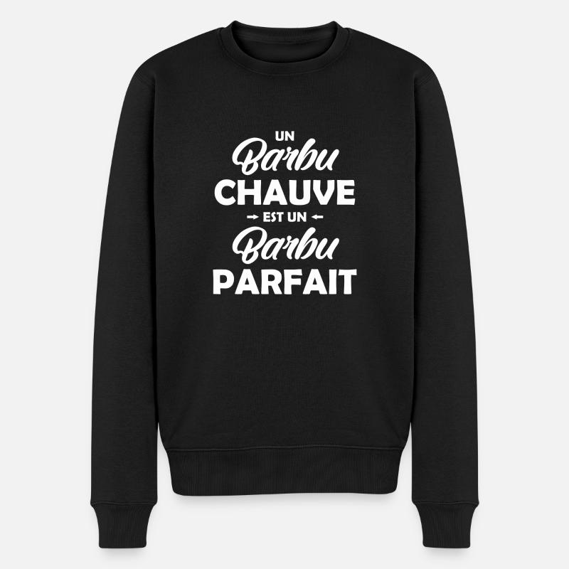 barbu chauve - barbu parfait - Pull Premium bio Homme - noir