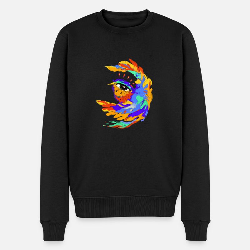 Bunter Vogel - Männer Premium Bio Pullover - Schwarz