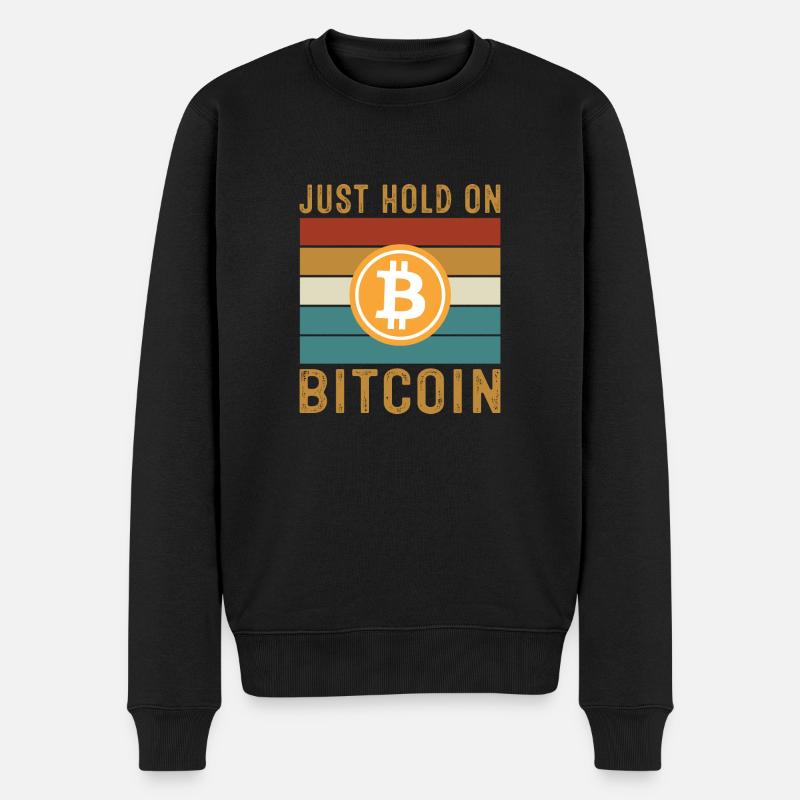 Just Hold on Bitcoin - Männer Premium Bio Pullover - Schwarz