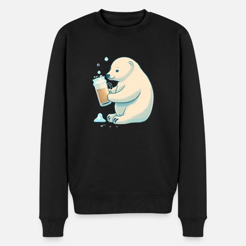 Eisbär déguste une délicieuse bière - Pull Premium bio Homme - noir