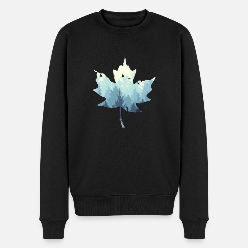 Paysage de feuilles - Pull Premium bio Homme - noir