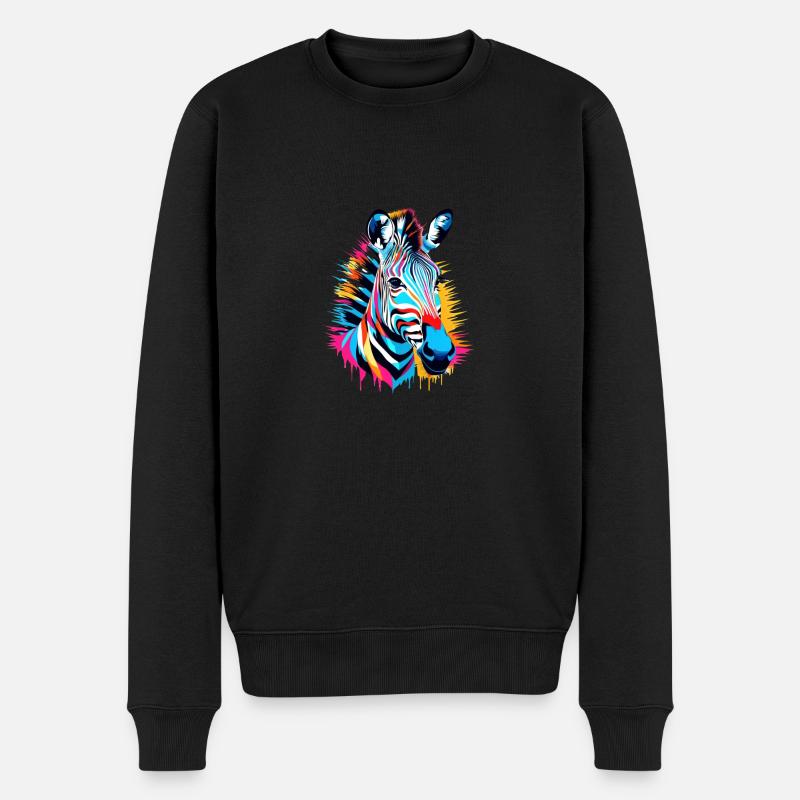 Buntes Zebra - Männer Premium Bio Pullover - Schwarz