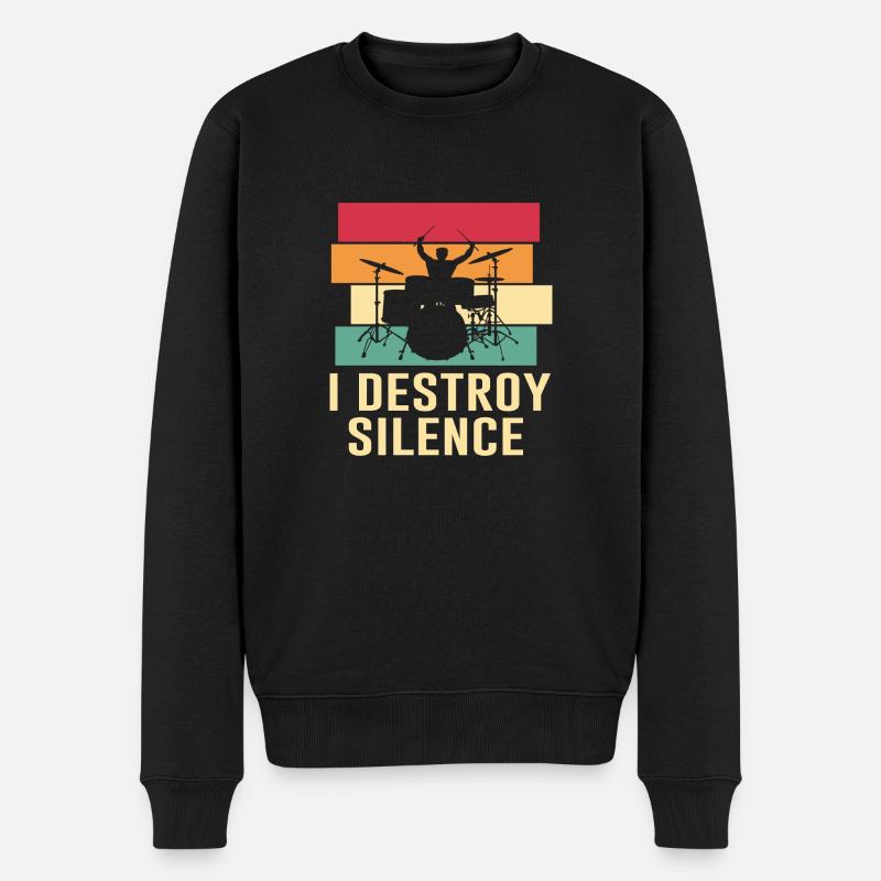 Schlagzeuger Drummer Retro Spruch Schlagzeug - Männer Premium Bio Pullover - Schwarz