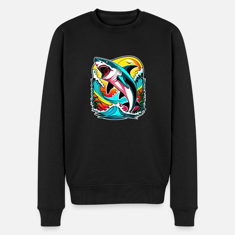 Hai - Männer Premium Bio Pullover - Schwarz