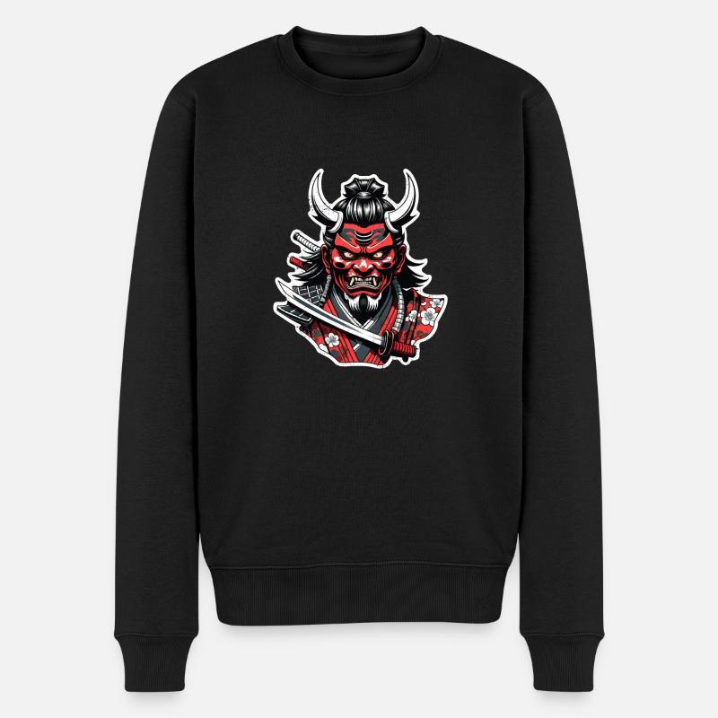Samurai-Krieger - Japan - Dämon - Männer Premium Bio Pullover - Schwarz
