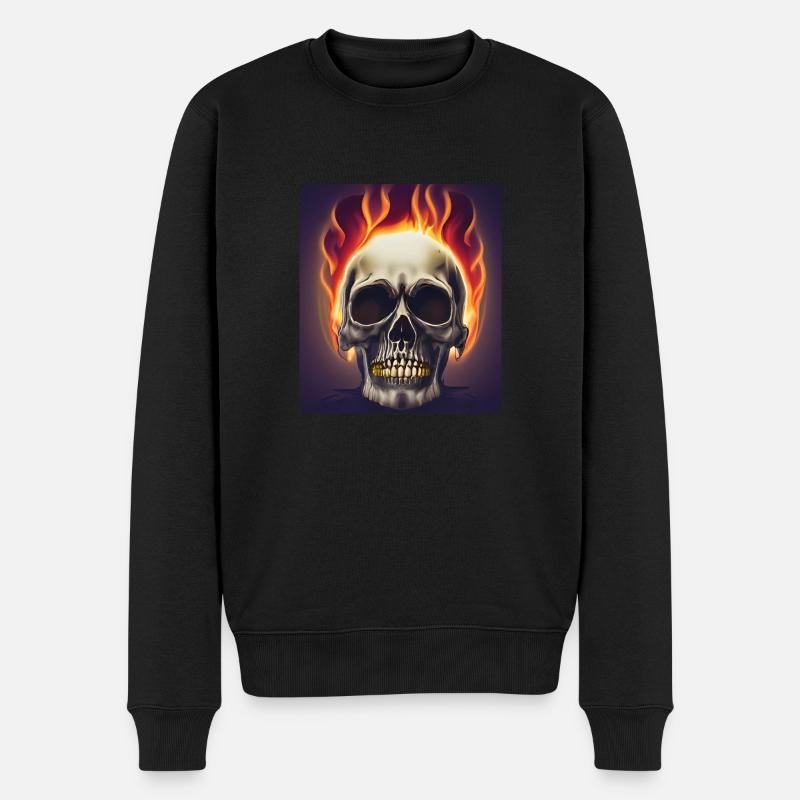 Skull fire - Pull Premium bio Homme - noir