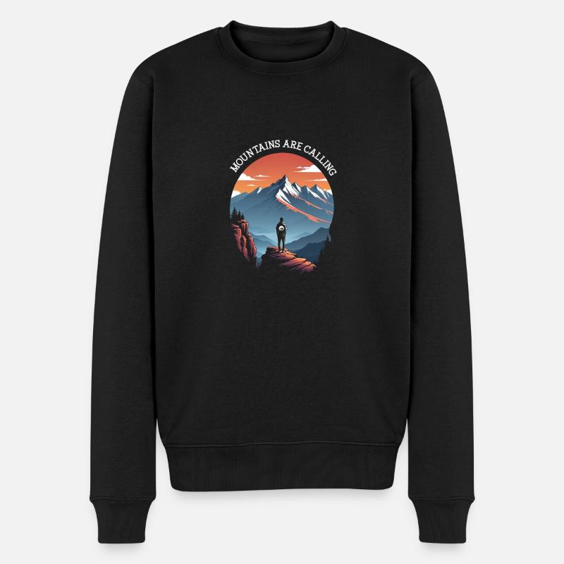 Die Berge rufen - Männer Premium Bio Pullover - Schwarz