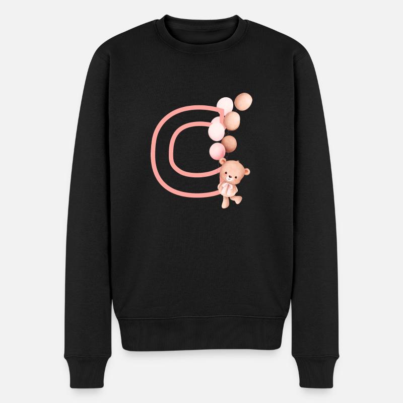Lettre c rose ours - Pull Premium bio Homme - noir