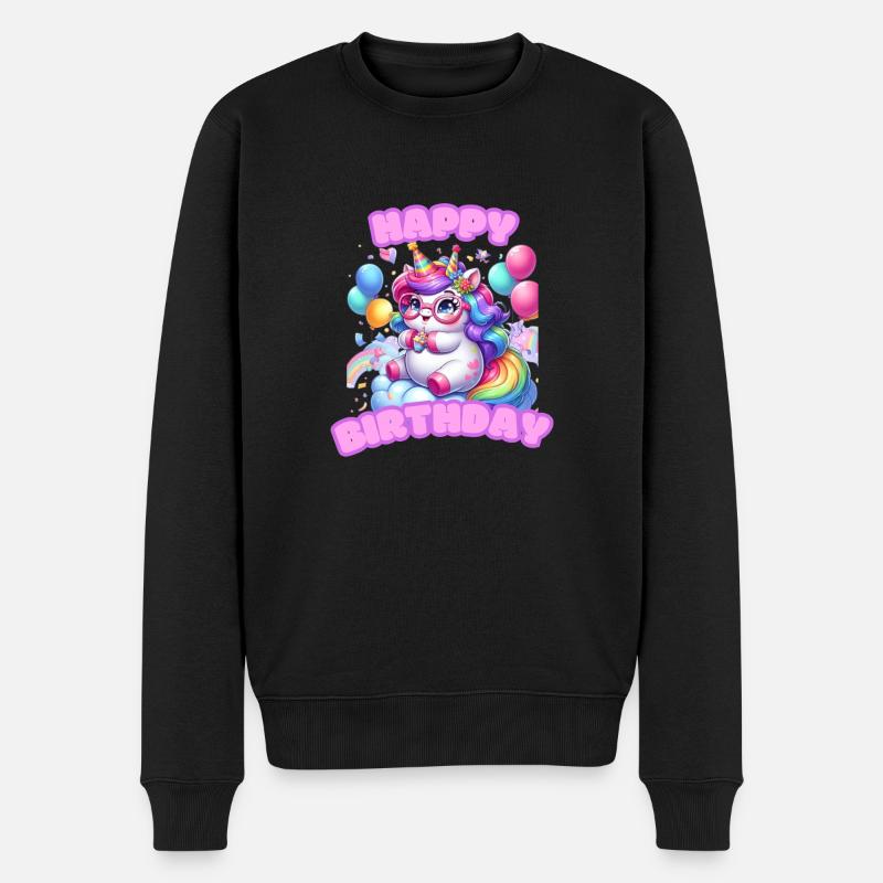 Happy Birthday Unicorn - Männer Premium Bio Pullover - Schwarz