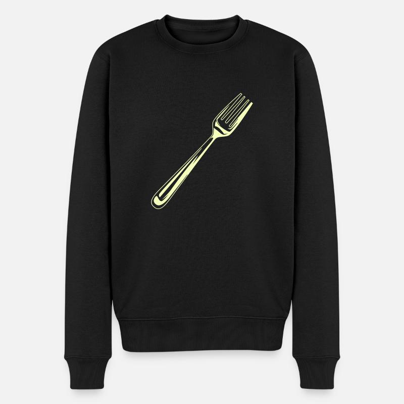 Gabel Besteck - Männer Premium Bio Pullover - Schwarz