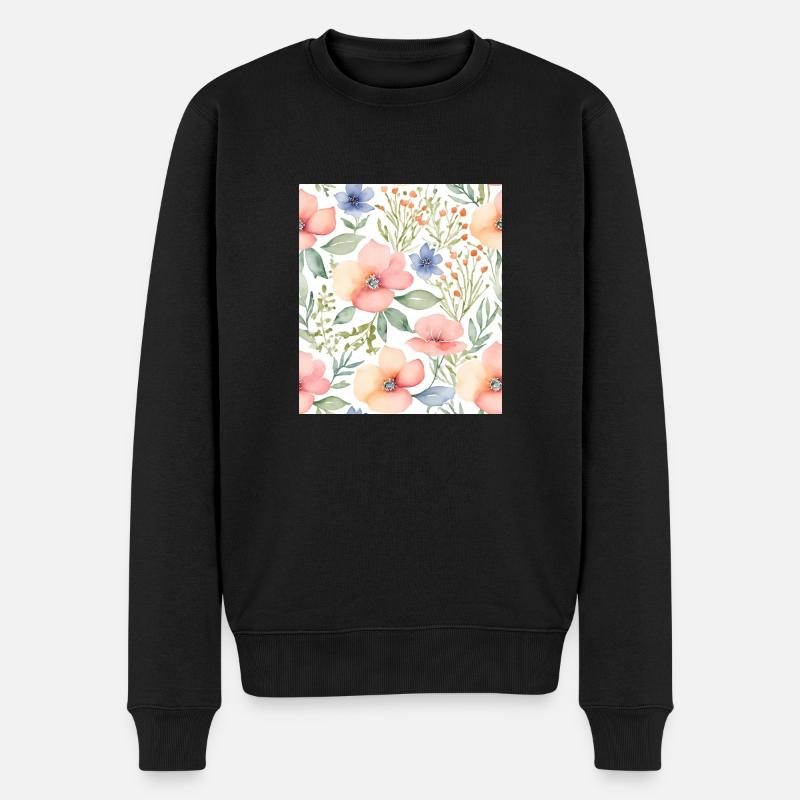 Fleurs aquarelle - Pull Premium bio Homme - noir