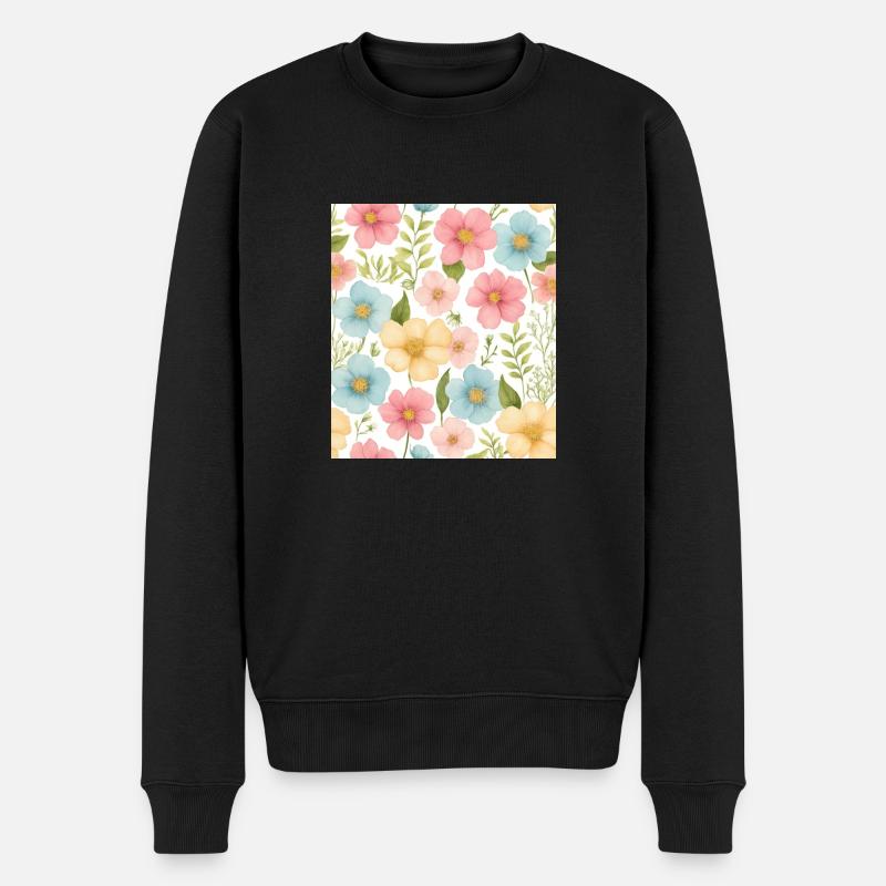 Blumenmuster - Männer Premium Bio Pullover - Schwarz