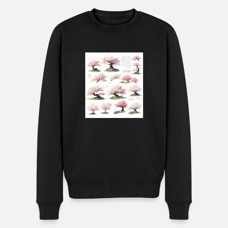 Illustrations de cerisiers - Pull Premium bio Homme - noir