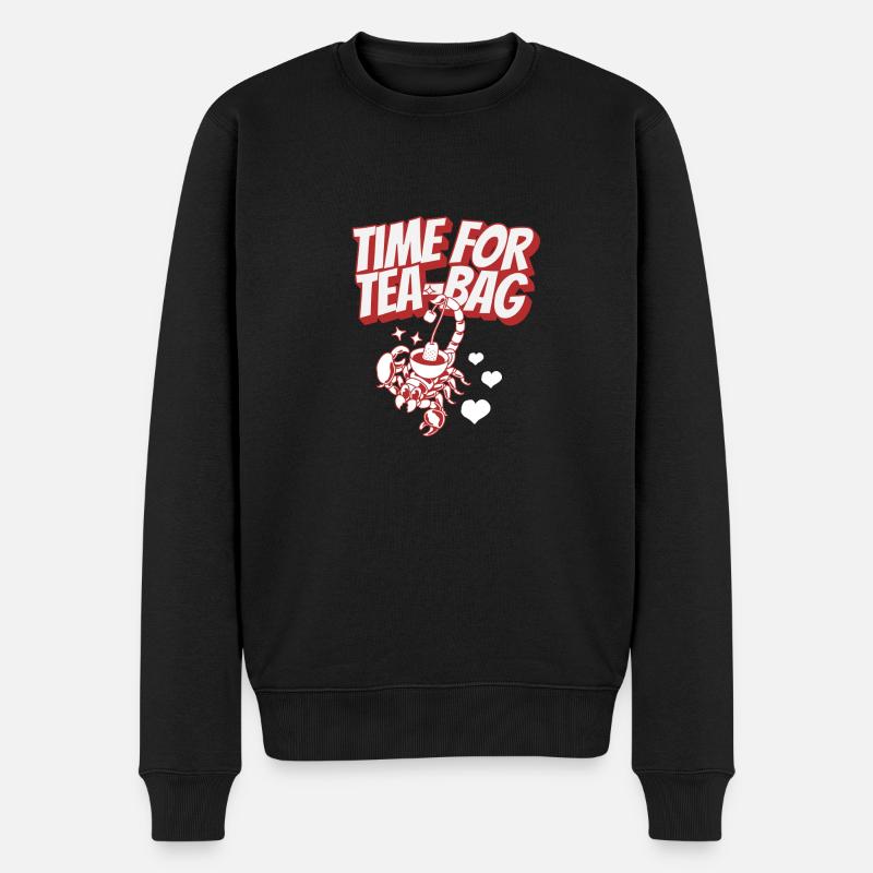 Time for Teabag - Männer Premium Bio Pullover - Schwarz