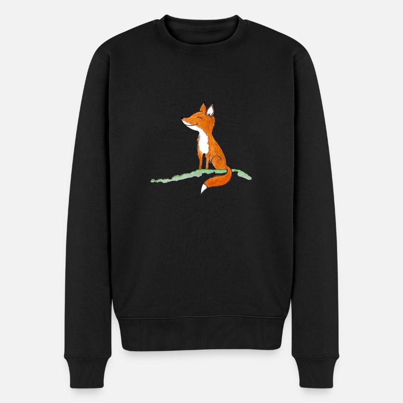 Fuchs - Männer Premium Bio Pullover - Schwarz