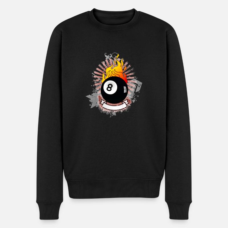 Burning 8-Ball (Billard-Design) 03 - Männer Premium Bio Pullover - Schwarz