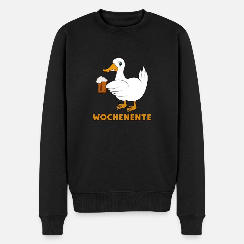 Ente mit Bier Wochenente - Männer Premium Bio Pullover - Schwarz