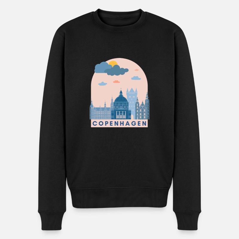Danemark Copenhague Design Logo Europe - Pull Premium bio Homme - noir
