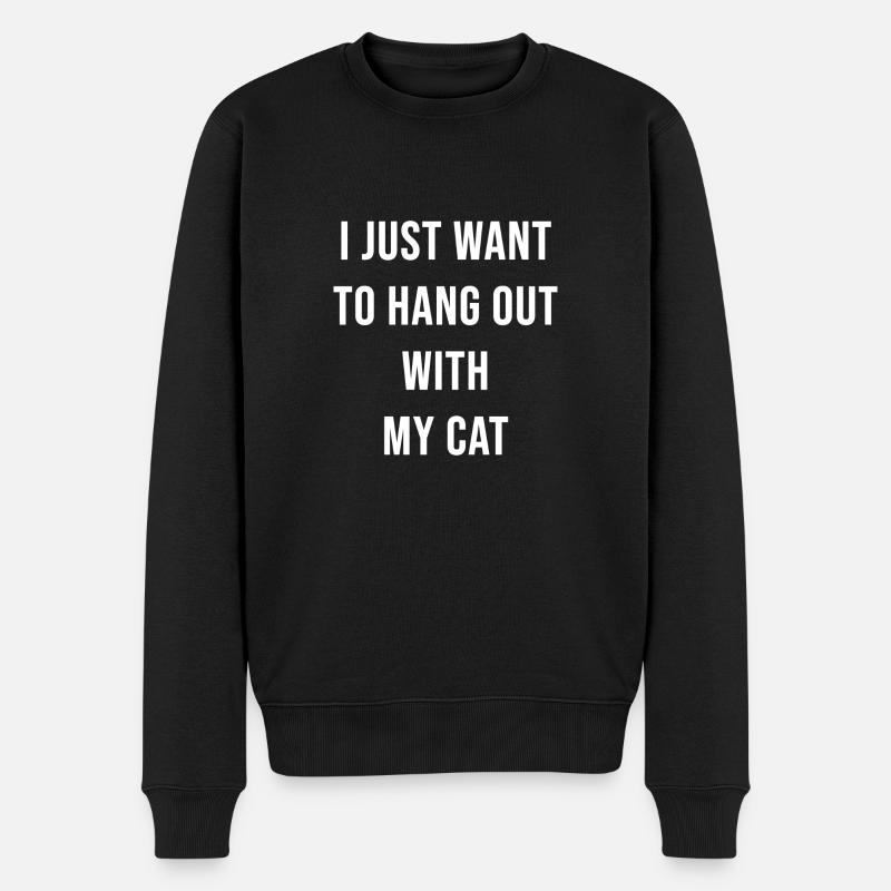 Je veux juste passer du temps avec mon chat - Pull Premium bio Homme - noir