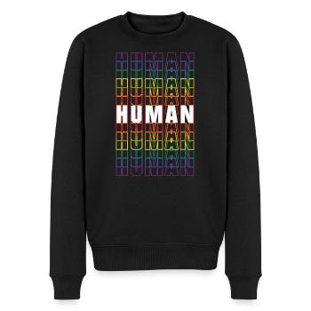 HUMAN LGBTQ+ - Männer Premium Bio Pullover - Schwarz - Vorne - Nico (187cm)