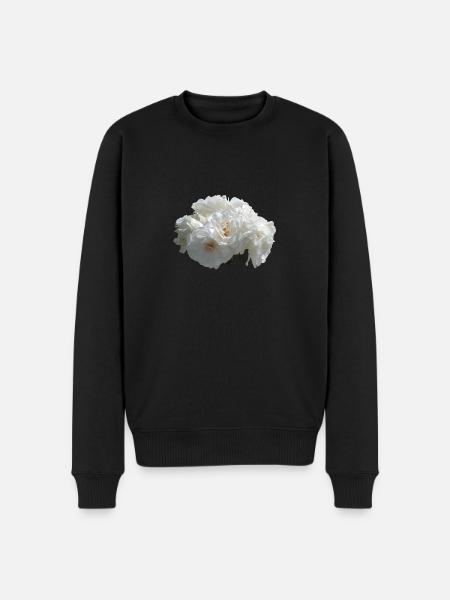 White rose bush - Men's Premium Organic Jumper - black