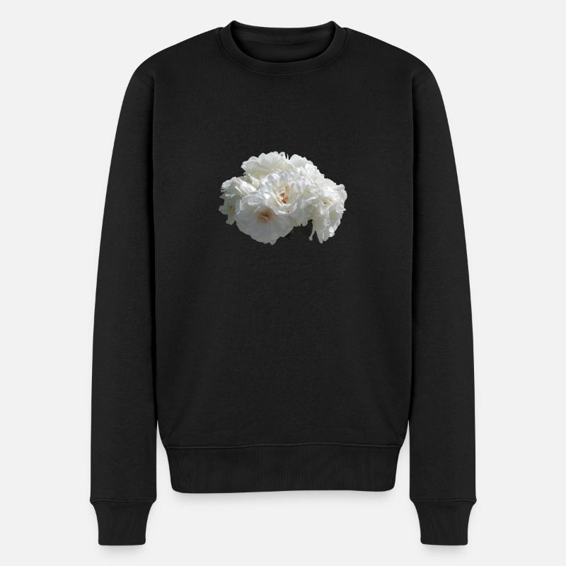 Weißer Rosenstrauch - Männer Premium Bio Pullover - Schwarz