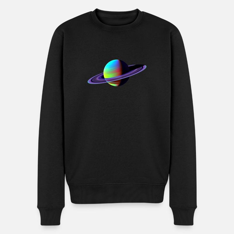 Saturn / Lustiger Planet / Kosmos - Männer Premium Bio Pullover - Schwarz