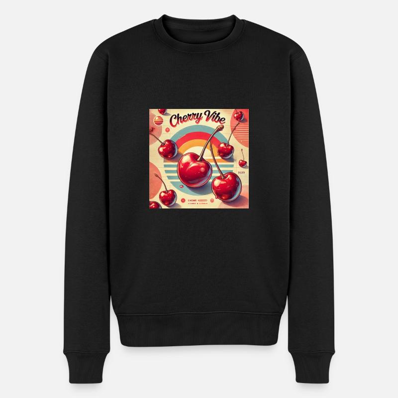 Süße Kirsch-Vibes – Nostalgisch & Verspielt - Männer Premium Bio Pullover - Schwarz