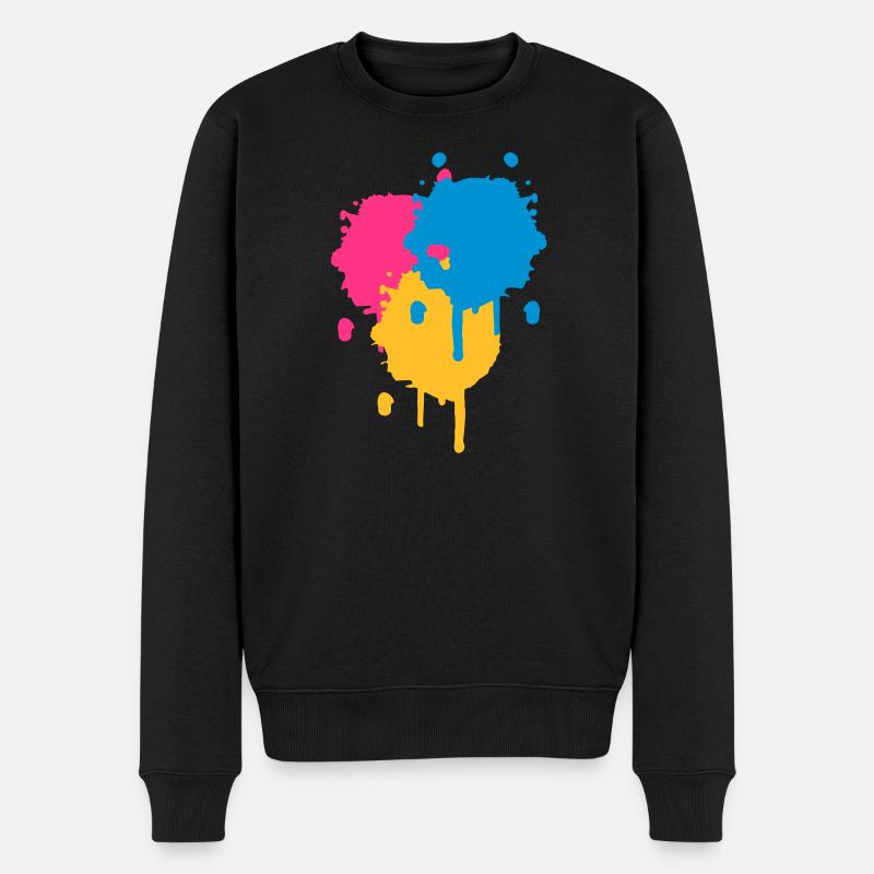 Drei bunte Farbflecken im Graffiti Stil - Männer Premium Bio Pullover - Schwarz