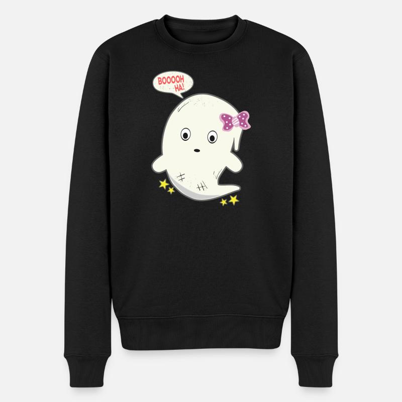 Niedliches Gespenst Geist Geschenk - Männer Premium Bio Pullover - Schwarz