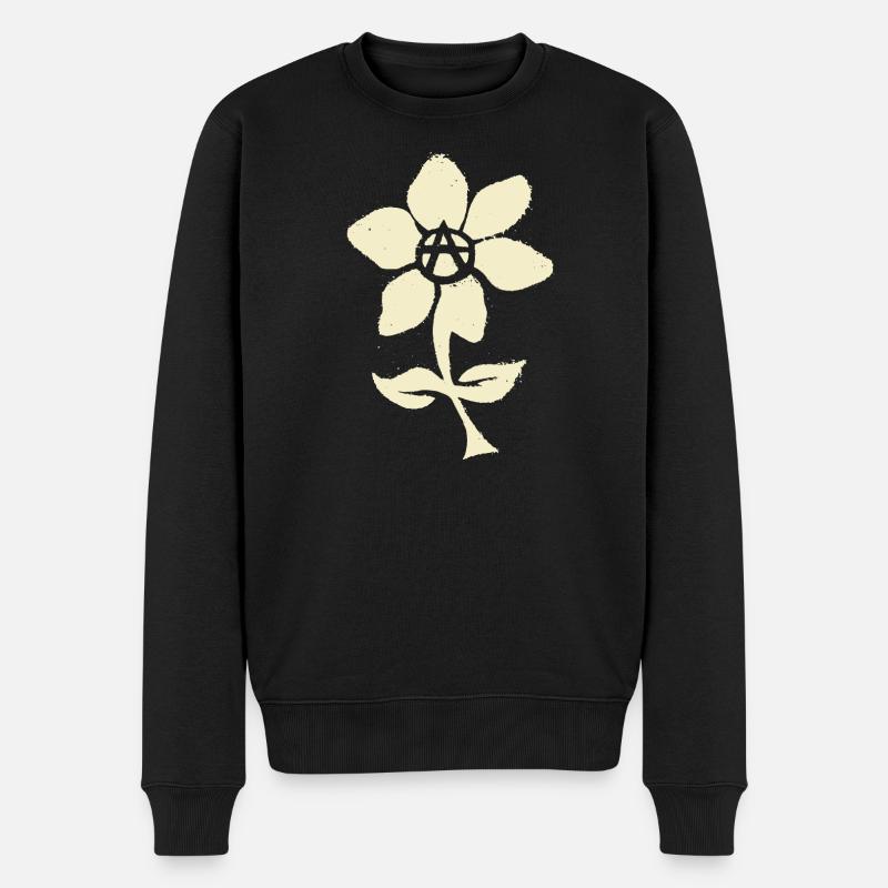 anarchistische Blüte - Männer Premium Bio Pullover - Schwarz