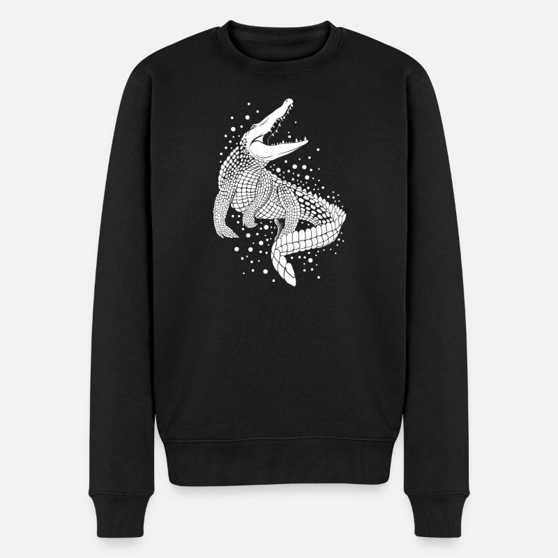 Crocodile - Männer Premium Bio Pullover - Schwarz
