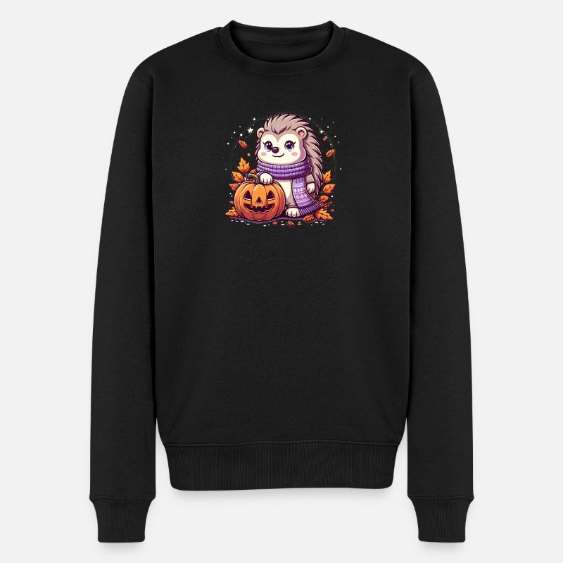 Igel Halloween - Männer Premium Bio Pullover - Schwarz