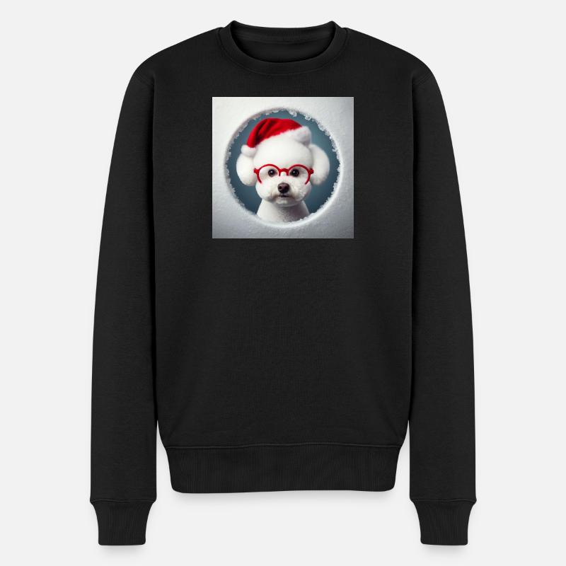 Bichon Frisé Hund als Weihnachtsmann - Männer Premium Bio Pullover - Schwarz