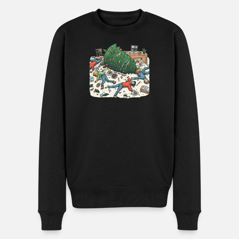 Ausgelassene Weihnachtsbaum-Party - Männer Premium Bio Pullover - Schwarz