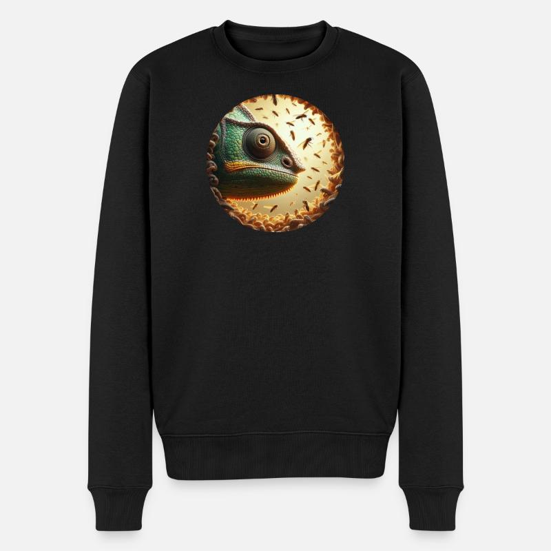 Chameleon mit Bienen Animation - Männer Premium Bio Pullover - Schwarz
