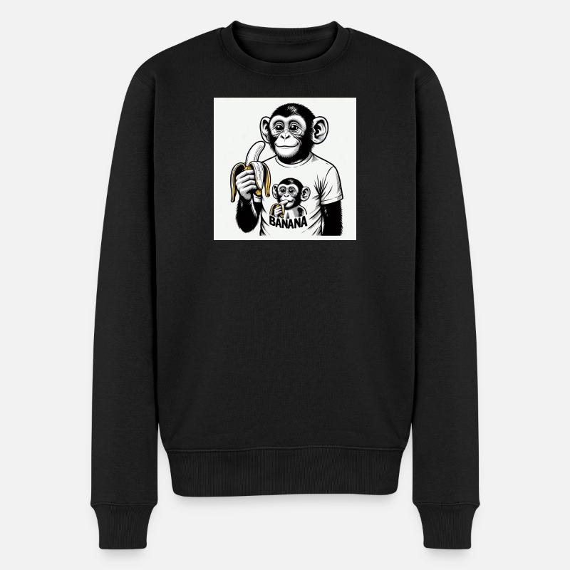 Ein Affe und seine Banane - Männer Premium Bio Pullover - Schwarz