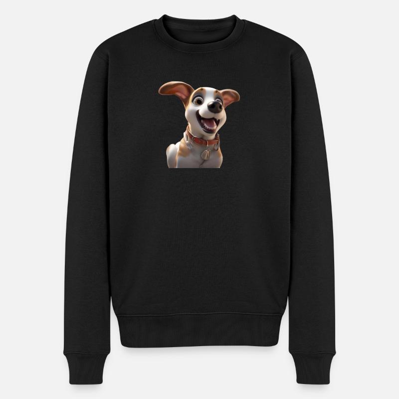 Glücklicher Hund - Männer Premium Bio Pullover - Schwarz