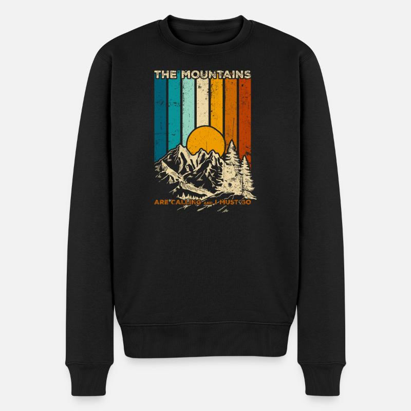 Montagnes appelant Retro Sunset - Pull Premium bio Homme - noir