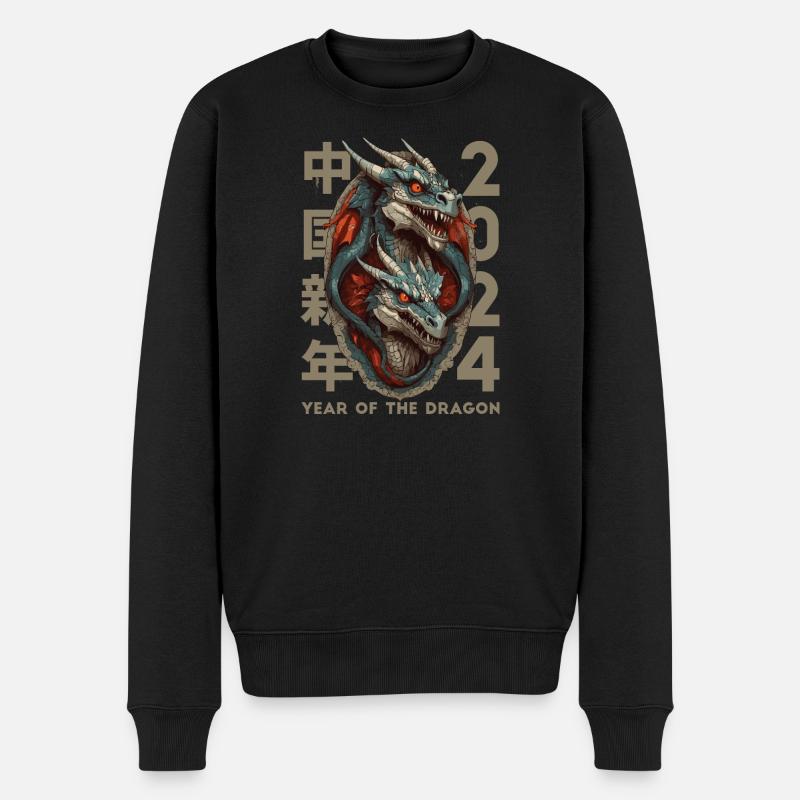 Chinesischer Drache - Männer Premium Bio Pullover - Schwarz